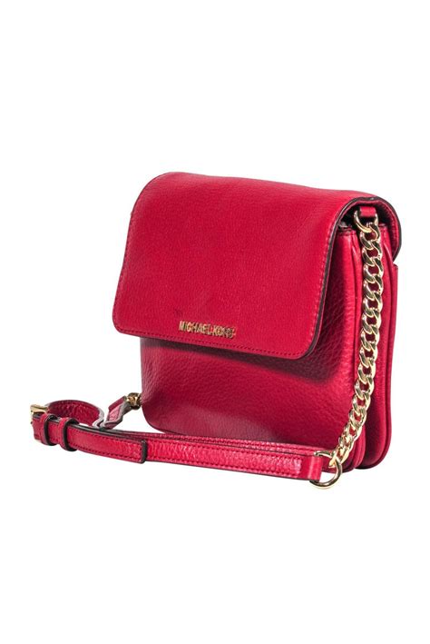 michael kors red purse with gold chain|michael kors chain shoulder bag.